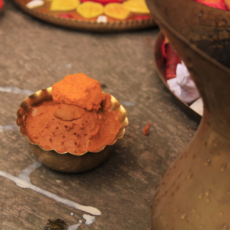 Turmeric paste prepared for a Haldi ceremony