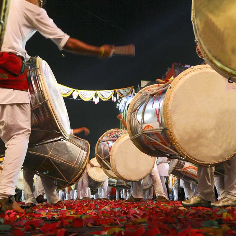 Dhol drummers performing at a celebration